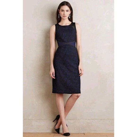 Moulinette Soeurs Dresses & Skirts - Moulinette Soeurs Larkin Dress 4 Sleeveless Black Lace Navy Sequin Anthropologie